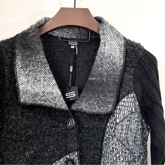 NWT Sioni Wool/Mohair Patchwork Sweater Coat - Picture 4 of 16